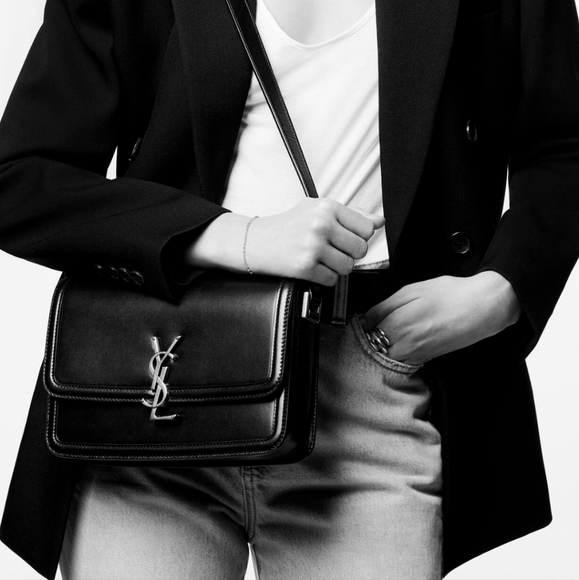 Saint Laurent YSL Medium Solferino Leather Satchel Shoulder Bag in Black - Picture 2 of 12